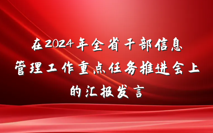 在2024年全省干部信息管理工作重点任务推进会上的汇报发言