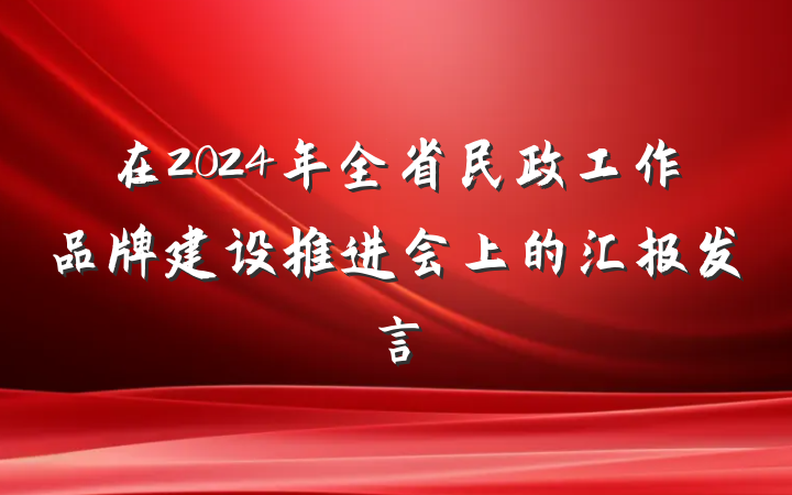 在2024年全省民政工作品牌建设推进会上的汇报发言