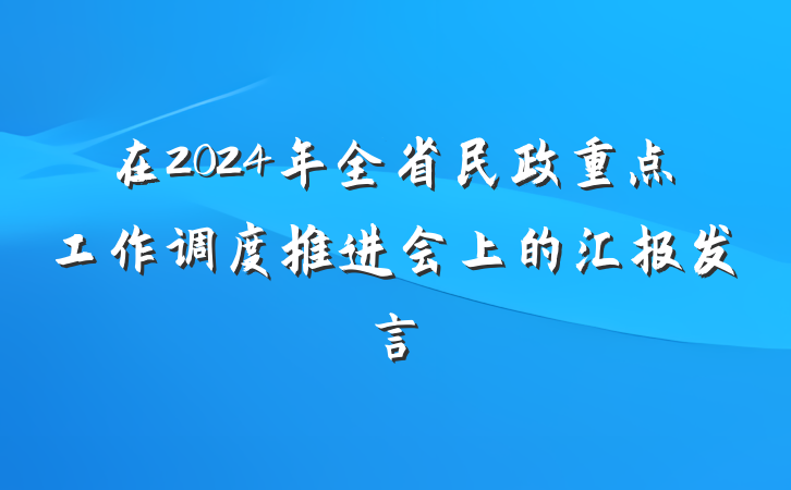 在2024年全省民政重点工作调度推进会上的汇报发言