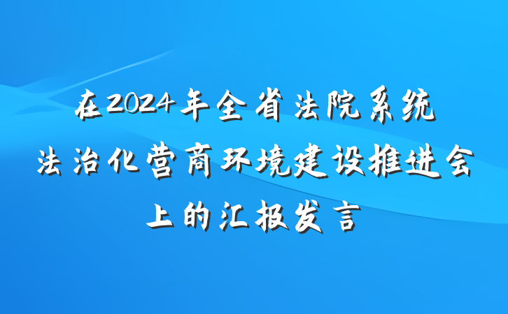 在2024年全省法院系统法治化营商环境建设推进会上的汇报发言