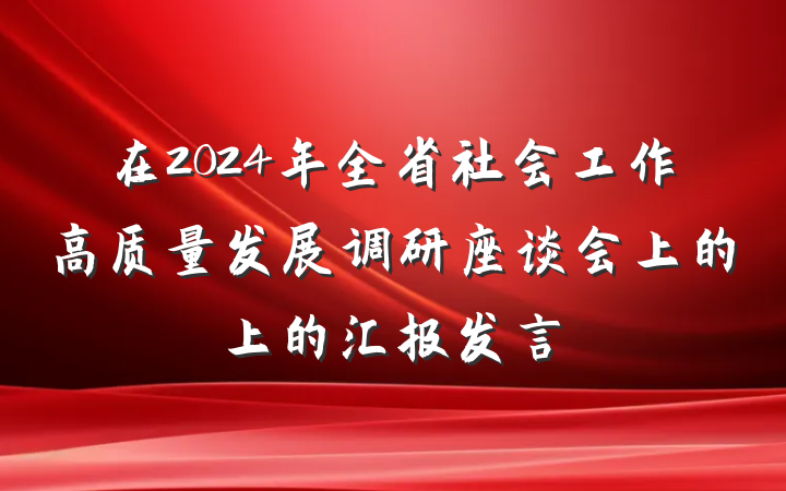 在2024年全省社会工作高质量发展调研座谈会上的上的汇报发言