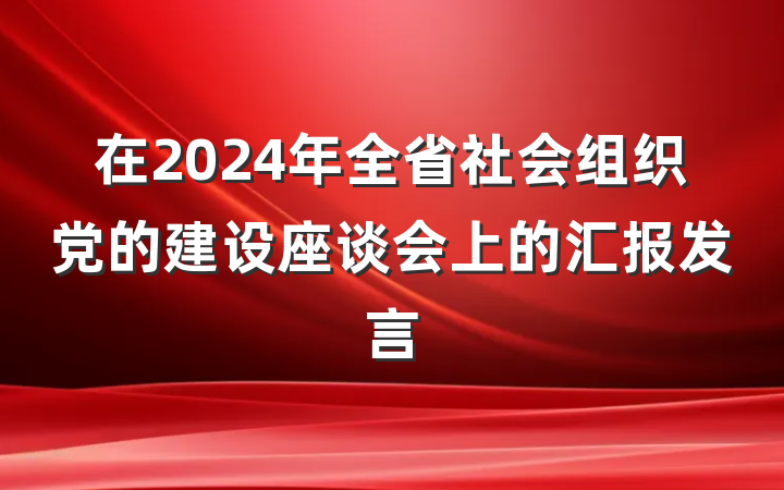 在2024年全省社会组织党的建设座谈会上的汇报发言