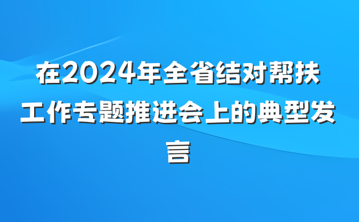 在2024年全省结对帮扶工作专题推进会上的典型发言