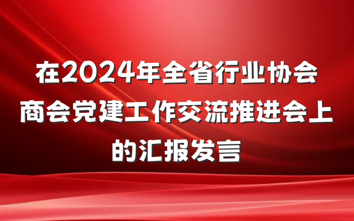 在2024年全省行业协会商会党建工作交流推进会上的汇报发言
