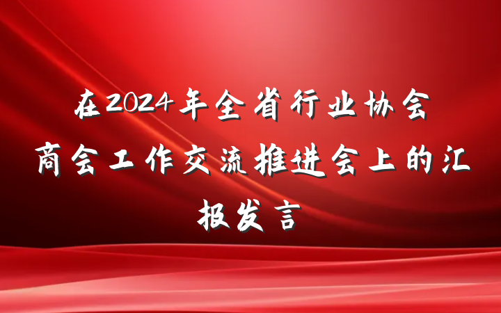在2024年全省行业协会商会工作交流推进会上的汇报发言