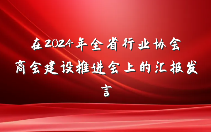 在2024年全省行业协会商会建设推进会上的汇报发言