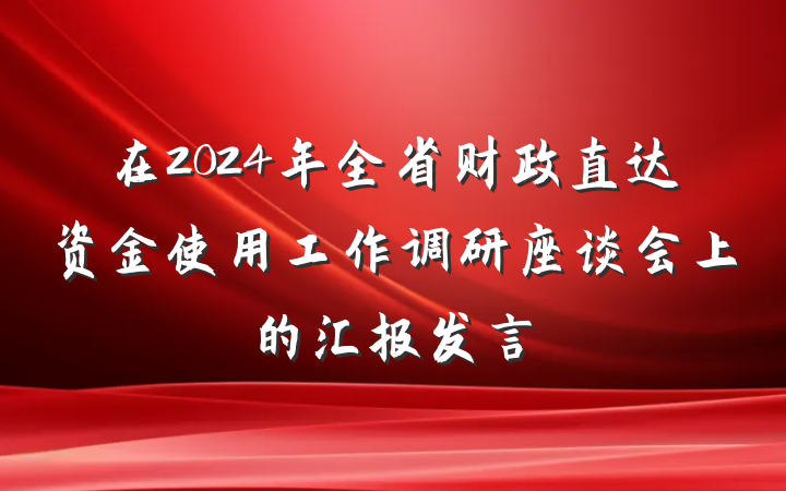 在2024年全省财政直达资金使用工作调研座谈会上的汇报发言