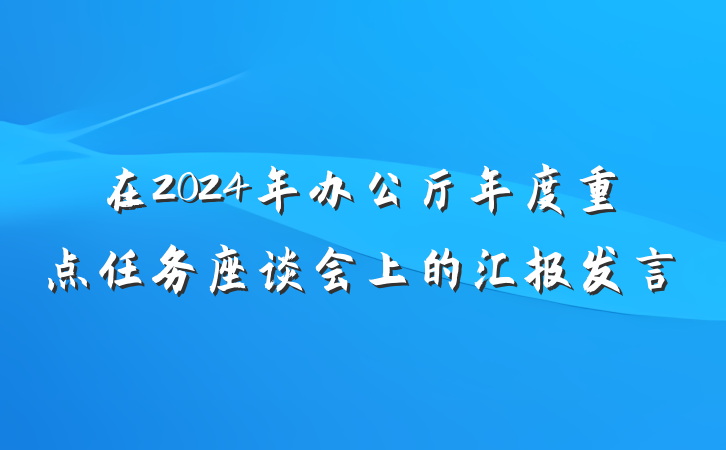 在2024年办公厅年度重点任务座谈会上的汇报发言