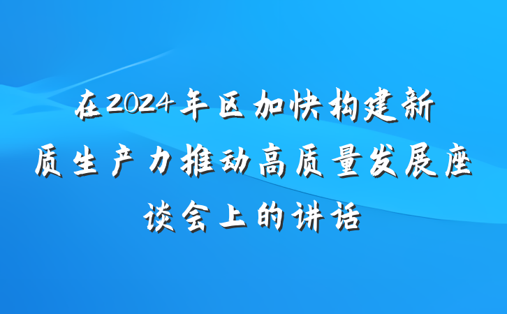 在2024年区加快构建新质生产力推动高质量发展座谈会上的讲话