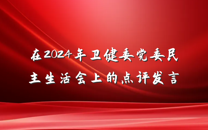 在2024年卫健委党委民主生活会上的点评发言