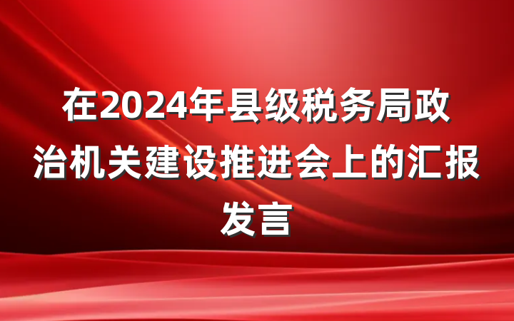 在2024年县级税务局政治机关建设推进会上的汇报发言