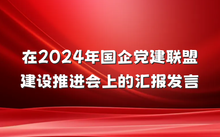 在2024年国企党建联盟建设推进会上的汇报发言