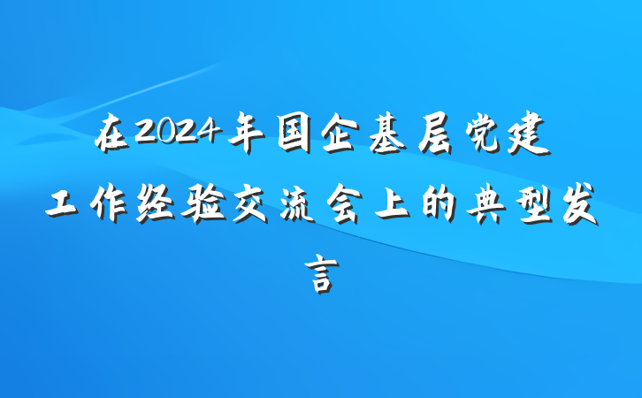 在2024年国企基层党建工作经验交流会上的典型发言