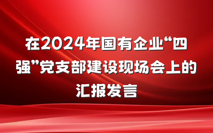 在2024年国有企业“四强”党支部建设现场会上的汇报发言
