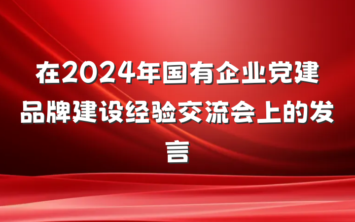 在2024年国有企业党建品牌建设经验交流会上的发言