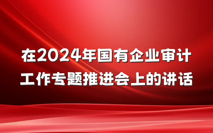 在2024年国有企业审计工作专题推进会上的讲话