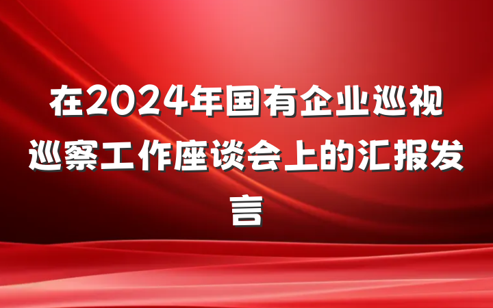 在2024年国有企业巡视巡察工作座谈会上的汇报发言
