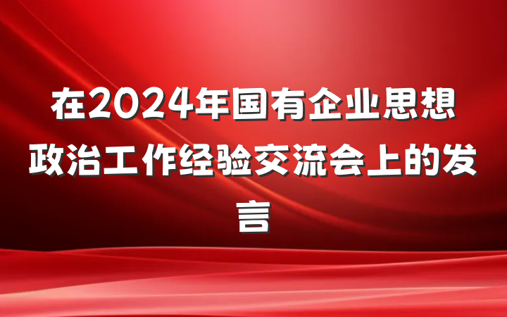 在2024年国有企业思想政治工作经验交流会上的发言