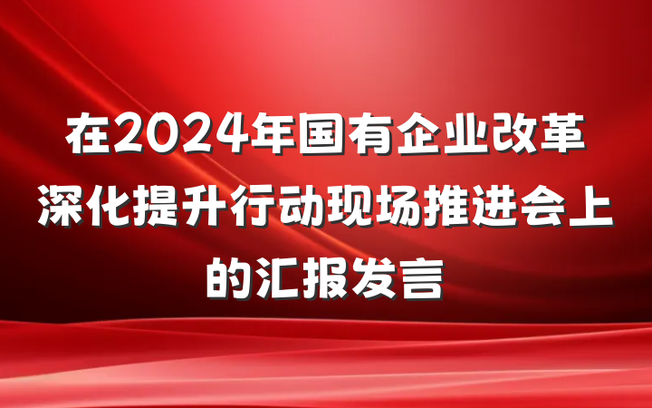 在2024年国有企业改革深化提升行动现场推进会上的汇报发言