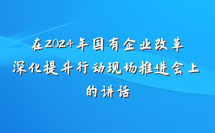 在2024年国有企业改革深化提升行动现场推进会上的讲话