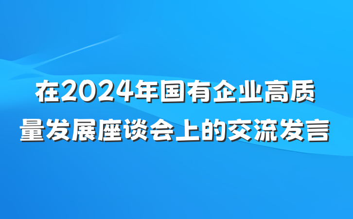 在2024年国有企业高质量发展座谈会上的交流发言