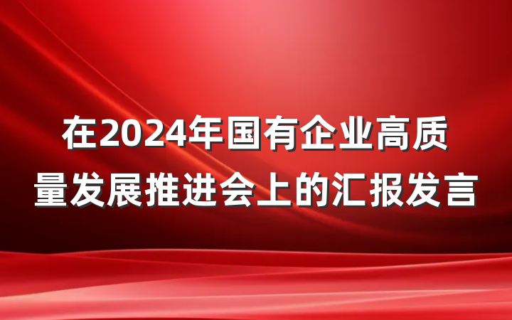 在2024年国有企业高质量发展推进会上的汇报发言