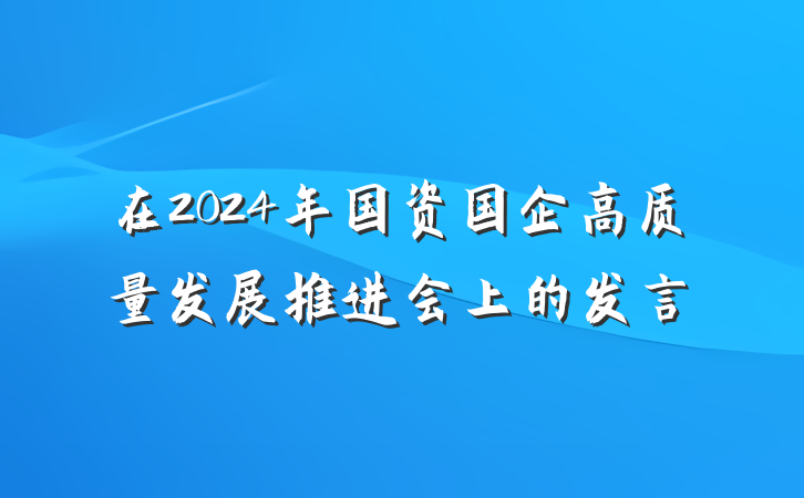 在2024年国资国企高质量发展推进会上的发言