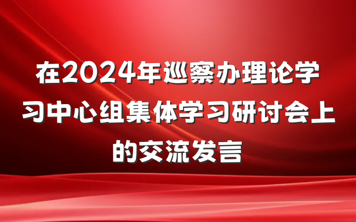 在2024年巡察办理论学习中心组集体学习研讨会上的交流发言