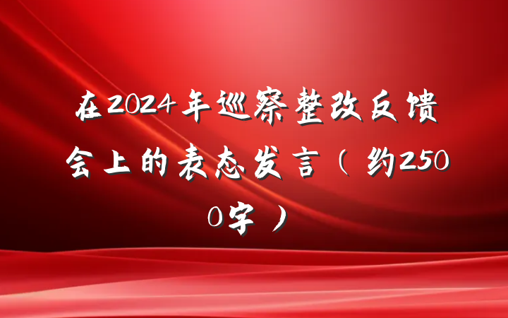 在2024年巡察整改反馈会上的表态发言（约2500字）