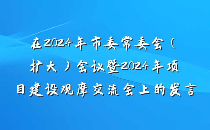 在2024年市委常委会（扩大）会议暨2024年项目建设观摩交流会上的发言