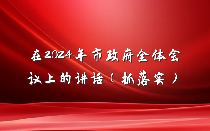 在2024年市政府全体会议上的讲话（抓落实）