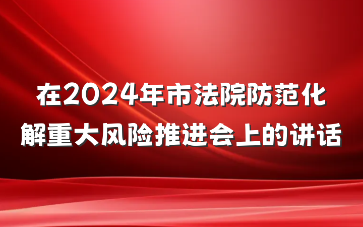 在2024年市法院防范化解重大风险推进会上的讲话