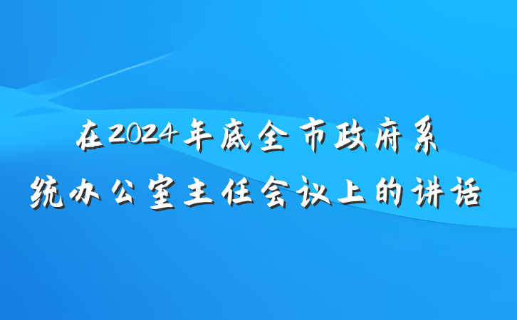在2024年底全市政府系统办公室主任会议上的讲话