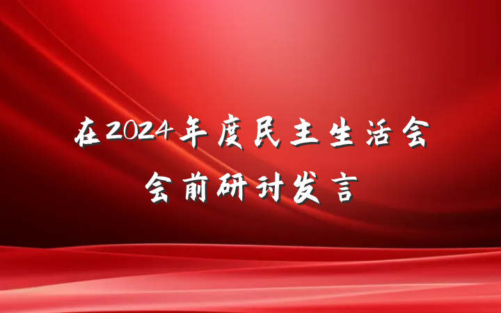 在2024年度民主生活会会前研讨发言