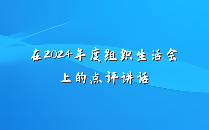 在2024年度组织生活会上的点评讲话