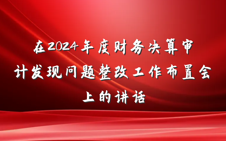 在2024年度财务决算审计发现问题整改工作布置会上的讲话