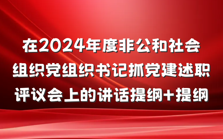 在2024年度非公和社会组织党组织书记抓党建述职评议会上的讲话提纲 提纲