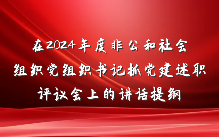 在2024年度非公和社会组织党组织书记抓党建述职评议会上的讲话提纲