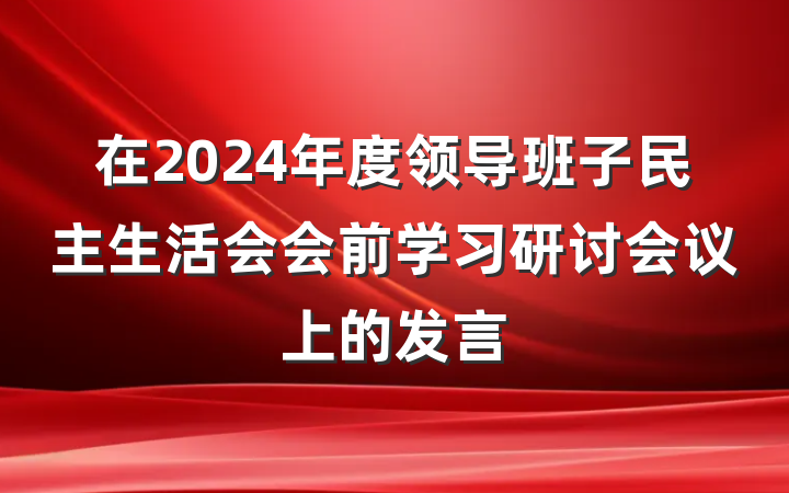 在2024年度领导班子民主生活会会前学习研讨会议上的发言