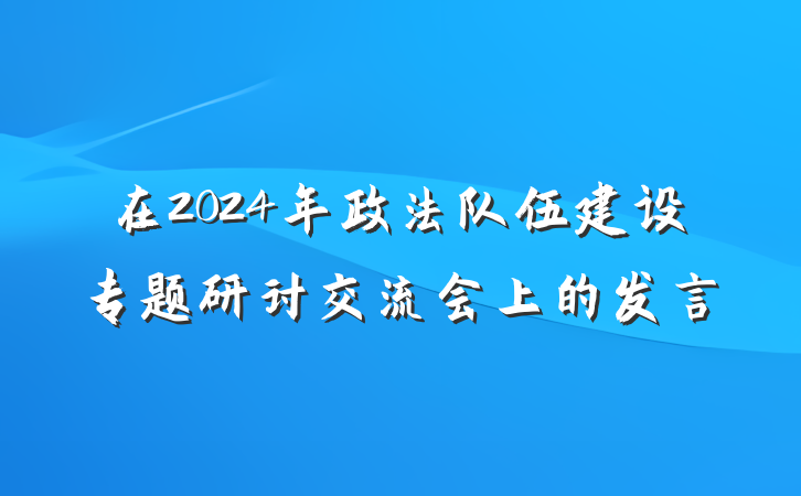 在2024年政法队伍建设专题研讨交流会上的发言