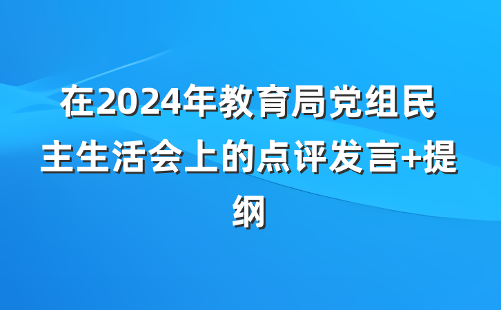 在2024年教育局党组民主生活会上的点评发言 提纲