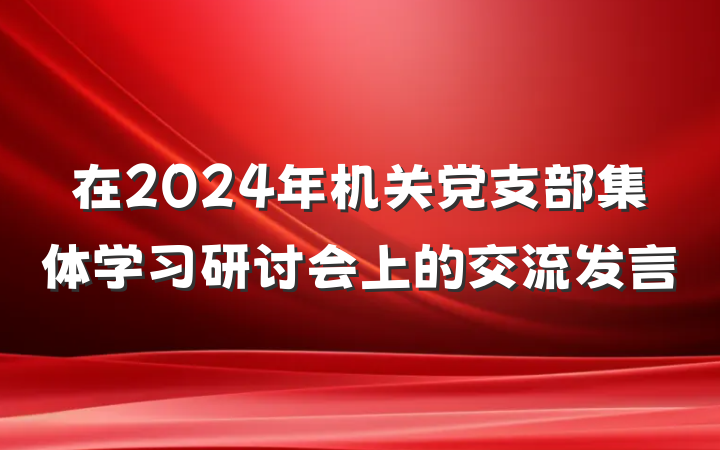 在2024年机关党支部集体学习研讨会上的交流发言