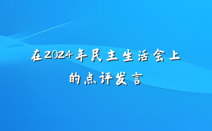 在2024年民主生活会上的点评发言