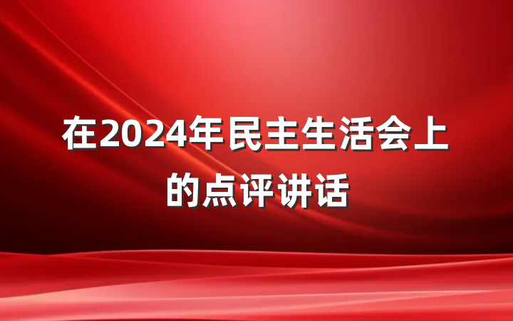 在2024年民主生活会上的点评讲话