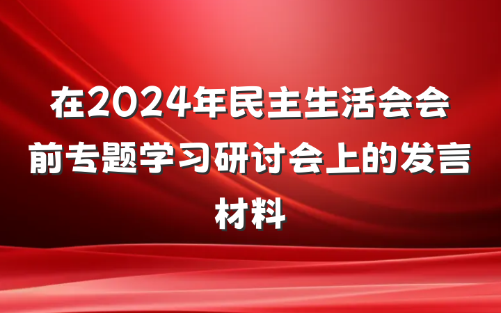 在2024年民主生活会会前专题学习研讨会上的发言材料