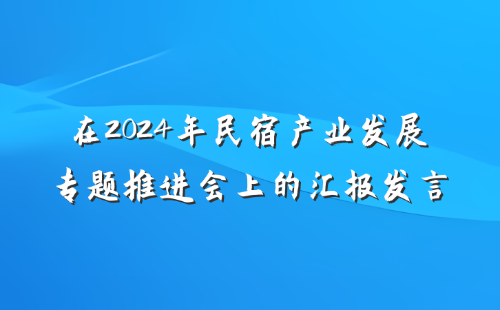 在2024年民宿产业发展专题推进会上的汇报发言