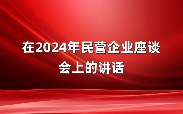 在2024年民营企业座谈会上的讲话
