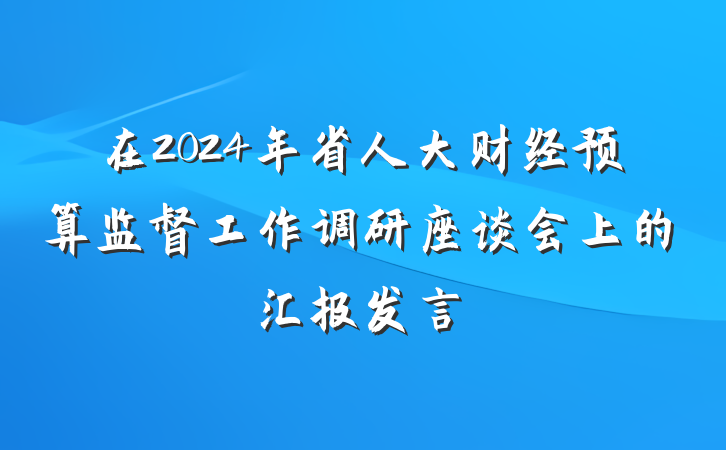 在2024年省人大财经预算监督工作调研座谈会上的汇报发言