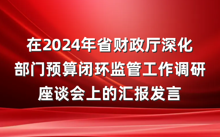 在2024年省财政厅深化部门预算闭环监管工作调研座谈会上的汇报发言