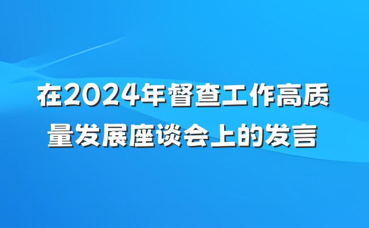 在2024年督查工作高质量发展座谈会上的发言